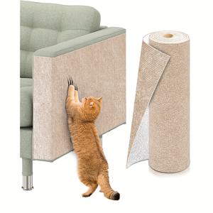 TEMU 1팩 39.4인치 x 15.8인치 자체 접착 고양이 긁기 패드 - 트리밍 가능한 DIY 고양이 스크래처, 소파, 벽, 문 및 가구 보호에 적합, 내구성 있는 방수 커버, 고양이 타워 및 교체용 패드 베이지색