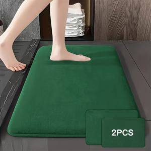 TEMU 2개 두꺼운 폼 스펀지 욕실 매트, 빠른 흡수 세탁 가능 욕실 담요, 미끄럼 방지 욕조 바닥 매트, 샤워문 커버, 메모리폼 매트, 주방 카펫, 욕실 거실 봄 여름 가을 겨울용