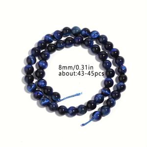 TEMU 6/8/10mm 블루 타이거 아이 천연 돌 비즈 매력 부드러운 라운드 루스 비즈 DIY 주얼리 만들기 팔찌 우정 체인 액세서리 장식용 루스 비즈 자연석 반제품