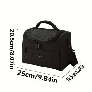 TEMU 대용량 멀티 지퍼 수납 겹침 보온 도시락 가방 - 내구성 폴리에스터 쿨러백, 야외·피크닉·캠핑·해변용 휴대용 도시락 토트백 (남녀공용), 스타일리시 식품 캐리어, 비식품 접촉 방지, 학교용