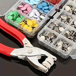 TEMU 300개 컬러풀 스냅 버튼 키트, 수동 플라이어 포함 - DIY 공예, 의류, 모자 및 가방용 다양한 색상 - 금속 수선 용품