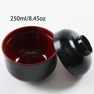 TEMU 1pc 우아한 일본 국수 그릇 - 250ml/8.45oz, 빨간 내부가 있는 검정색, 텍스처 디자인, 미소 국수, 쌀, 특별한 기회에 적합, 일상 식사와 우아한 식탁 설정에 이상적, 우아한 식기, 내구성 있는 플라스틱 그릇