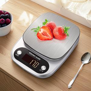TEMU 스테인리스 플랫폼이 있는 FODWET 10kg/22lb 고정밀 디지털 주방 저울, 스마트 단위 변환 및 타레 기능 - 베이킹, 요리, 식품 연구, 영양 분석용 배터리 구동 (배터리 미포함), 베이킹 필수품, 정확한 측정, 슬림한 마감, 통합 스파우트 디자인, 쉬운 읽기 디스플레이