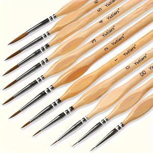 TEMU 11개 미니어처 페인트 브러쉬 세트 디테일 페인트 브러쉬 나일론 헤어 아크릴 페인트 브러쉬 다양한 크기의 미세 디테일 브러쉬 수채화, 오일, 얼굴, 아크릴, 네일 및 모델용