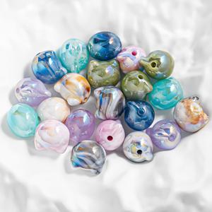 TEMU 30개 11.2mm x 12.3mm 레진 캣아이 비즈 - 무지개 색상, 대리석 & 점무늬 디자인 DIY 액세서리 제작용, 목걸이·귀걸이·팔찌 공예 재료