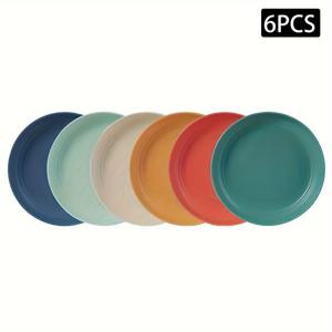 TEMU 6개 세트 생동감 넘치는 재사용 가능한 접시 - 7.8인치 라운드, 내구성 및 다용도, 가정용, 피크닉, 캠핑 및 RV용 - 식기세척기 및 전자레인지 사용 가능, 파스타, 디저트, 과일에 완벽 - , 사계절 식기|식기세척기|식기세척기