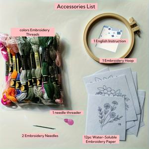 TEMU 12개 패턴 자수 패치, 수분에 녹는, 초보자용 자수, 니트웨어, 데님 및 스웨터 DIY 키트, 튜토리얼 포함. 핸드메이드 선물, 공예 키트, DIY 의류, DIY 티셔츠, DIY 선물, DIY 패션, DIY 가이드, 봉제 키트, 자수 세트
