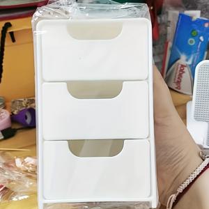 TEMU 욕실 및 화장대용 3단 플라스틱 서랍 정리함 - 가벼우면서 내구성 있는 다중 칸 수납 상자, 화장품, 보석류, 메이크업 브러쉬 및 문구류를 위한 공간 절약형 카운터탑 오거나이저, 욕실 정리 및 수납