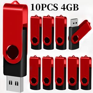 TEMU 10개 빨간색 USB 2.0 플래시 드라이브, 고속 회전 메모리 스틱, 128MB/256MB/512MB/4GB/16GB, 데스크탑 및 노트북 저장용으로 이상적, 완벽한 비즈니스 선물, USB 플래시 드라이브|USB|USB