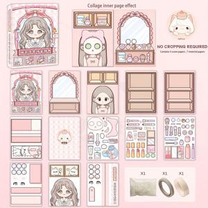 TEMU DIY Quiet Book Kit - Nafure No-Cut Dreamy Bubble Bath Girl, 3D 퍼즐 수제 책, 자체 접착 반광택 마감, 재사용 가능한 종이 공예 세트, 재료 및 글리터, 책표지, 스크랩북 요소 포함, 책 장식