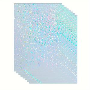 TEMU 50장 홀로그래픽 투명 비닐 라미네이트 필름 - 스파클 접착 오버레이 시트 4.1x2.9인치, 무기포 자가접착, 클리어 보호 커버, 스티커/라벨/데칼용, DIY 공예품, 고품질 투명 홀로그래픽 스티커, 반짝임 효과, 기포 없는 적용