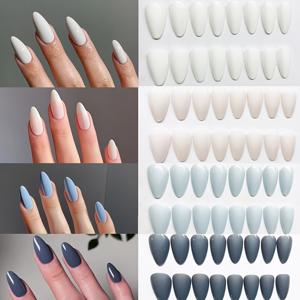 TEMU 288개 아몬드 모양 쇼트 프레스온 네일 세트 – 혼합 컬러 시스템 퓨어 글로시 마감 네일 키트, 맞춤형 매니큐어용