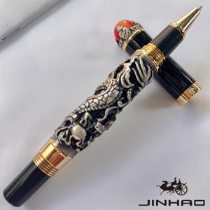 TEMU 1개, 1개 진하오 드래곤 플레이 펄 롤러 볼펜, 상단에 보석 장식, 저널 쓰기용 (블랙 리필)