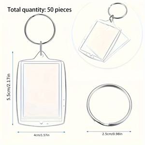 TEMU 50개 아크릴 사진 키링 키트 키링 링 포함, 키링 장식, DIY 보석 만들기, 데이 키링에 적합합니다.|키링