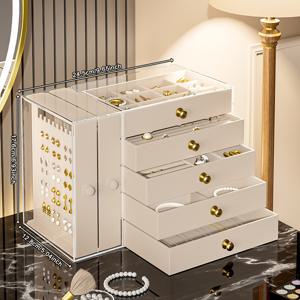 TEMU 1pc 우아한 8층 투명 보석 정리함 상자, 직물 서랍 - 큰 용량, 팔찌, 시계, 반지, 귀걸이, 목걸이용 쌓을 수 있는 디자인 - 다용도 데스크탑 보관 솔루션, 보석 상자, 보석 상자, 보석 상자