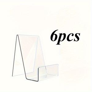 TEMU 6pcs 클래식 스타일 아크릴 디스플레이 스탠드 - 앨범, CD, 잡지, 포스트카드, 접시, 작품, 전화, 태블릿을 위한 투명, 다기능 랙 - 가정, 사무실, 선물 장식에 이상적, 선물 디스플레이 랙 | 현대 디스플레이 랙 | 내구성이 뛰어난 아크릴, 아크릴 디스플레이 랙
