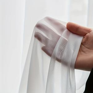 TEMU 1pc 우아한 화이트 쉬폰 커튼 - 다목적 기계 세탁 가능, 조명 필터링, 주름 없는 폴리에스터, 거실, 침실, 사무실, 또는 카페 장식용, 침실 장식 | 장식 | 광택 마감, 거실용 커튼