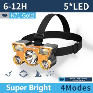 TEMU 스마일링 샤크 K71 고출력 헤드라이트, 5*LED 헤드램프-초밝기, 90° 각도 조절 가능, 4가지 모드, 화이트/레드 라이트 및 USB 충전식, 야외 캠핑, 하이킹, 러닝, 낚시용 경량 프로미터