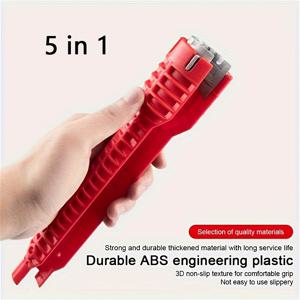 TEMU 내구성 있는 ABS 플라스틱 조절 가능한 싱크 렌치 도구 - 주방 & 욕실 배관, 설치용 미끄럼 방지 그립, 배수 제거 및 산업용 - 안전한 파이프 작업을 위한 3D 질감 디자인, 인체공학적 핸들, 강력한 구조