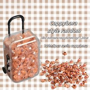 TEMU 101pcs 세트, 1 미니 가방 보관 상자 + 100 레진 카피바라, DIY 생산 및 네일 아트 미세스카이프, 보석, 귀걸이 및 키링, 네일 아트 및 수공예 애호가용 세트 프롭|키링