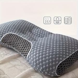 TEMU 1pc 에르고닉 넥 서포트 베개 - 통기성, 습기를 흡수하는 폴리에스터, 가정 및 RV 침실, 거실 장식 쿠션, 넥 서포트 베개|에르고닉 디자인|부드러운 직물 베개, 침대용 베개