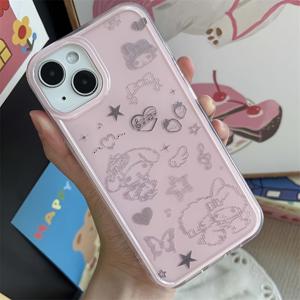TEMU 투명한 흰색 빛 IND 픽셀 아트 만화 캐릭터 폰 케이스, for iPhone 11, 12, 13, 14, 15, 16 Pro와 호환됩니다.