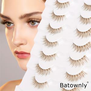 TEMU 7 쌍의 Batownly 자연적인 갈색 눈썹, 하이퍼알러지성, 가벼고 편안함, 5-12mm 길이, B/C/D 컬, 돌/자연/크로스/푹신한 스타일, 일상적인 사용, 초보자용