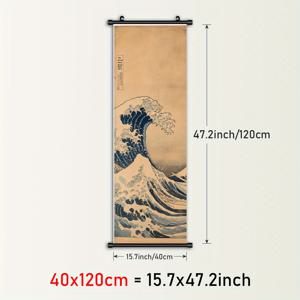 TEMU 1pc Kanagawa Wave off Kanagawa 캔버스 벽화 아트 - 일본 스타일 롤 페인팅 포스터, 블랙 프레임 및 행거, Kanagawa Wave 디자인, 거실, 침실 또는 사무실 장식에 완벽, 일본 홈 데코