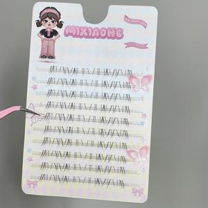 TEMU 미샤오헤 클래식 오일 페인팅 느낌 속눈썹 카툰 자연스러운 싱글 클러스터 80쌍 DIY 리얼리스틱 인조속눈썹, 다양한 축제 및 공연에 적합