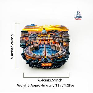 TEMU 1pc 바티칸 시티 인사이트 3D 레진 냉장고 자석 - 여행 소, 주방 장식, 아버지의 날, 어머니의 날, 졸업, 독립 기념일에 완벽한 신선한 스타일, 직사각형 모양, PVC 소재, 여행 소 | 생동감 있는 디자인 | 내구성 있는 냉장고 자석