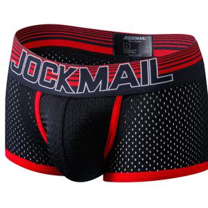 TEMU 1pc JOCKMAIL 통기성 나일론 메쉬 로우 웨이스트 박서 브리프, 대비되는 색상, 일상적인 캐주얼 스포츠 남성 속옷 반바지 트렁크
