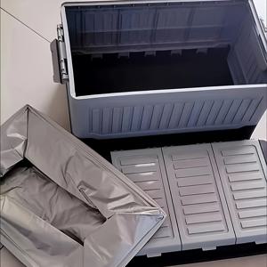 TEMU 70L 접이식 수납함 - 내구성 있는 PP 야외 캠핑 정리함, 차량 트렁크 & 홈 수납 상자, 회색과 검은 손잡이, 피크닉, 보트 타기 및 홈 정리에 완벽, 다용도 컨테이너 | 세련된 디자인 | 견고한 구조, 캠핑 액세서리|캠핑용품
