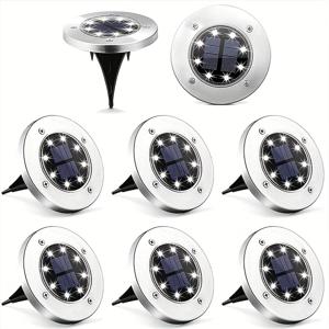 TEMU 8개 태양광 야외 지상 8LED 라이트, 데크 조명, 솔라 랜드스케이프 산책로 잔디 계단 통로 마당 난간 정원 장식