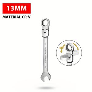 TEMU HOLULU 1pc 13mm 조절 가능한 래칫 렌치 - 크롬 반디움 강철, 오픈 엔드 및 박스 엔드, 볼트 조임 및 풀림을 위한 수동 손 도구, 조립 필요 없음, 자동차 및 DIY 사용, 래칫 렌치 조절 가능, 자동차 도구, 세련된 금속 피니시, 내구성 있는 구조