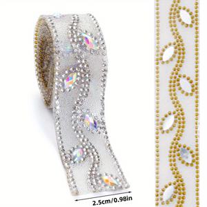 TEMU DUCRYSTAL 90cm(35.43인치) 핫픽스 반짝이는 라인스톤 테이프, 의류 신발 가방용 플랫 백 클리어 AB/클리어 리본