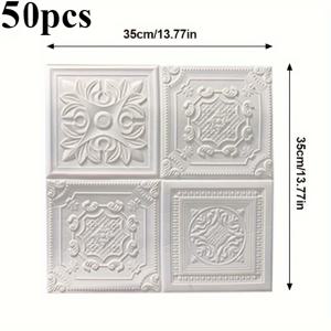 TEMU 50개 세트 3D 로마 스타일 조각품 모조 벽돌 타일 비닐 벽 스티커 - 주방, 거실, 욕실, 복도, 가정 및 기숙사 장식, 가정 벽 장식 | 세밀한 벽 디자인 | 내구성 있는 벽 스티커