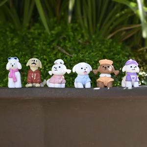 TEMU 6개, 귀여운 패션 스타일 강아지 조각 장식, 만화 목가적 스타일, 야외 정원/화분/잔디/이끼 미니 랜드스케이프/암석/어항/차 테이블 장식, DIY 액세서리, 심리적 모래 테이블 장식, 창의적인 선물