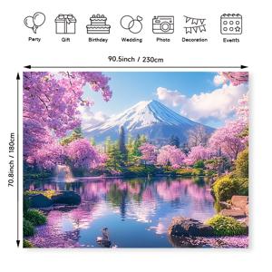 TEMU 1pc 폴리에스터 체리 블로섬 벽 테이프스트리, 짠 직물, 패션 테마, 횡방향, 가벼운 장식, 집 및 파티용, 전기 없음, 봄 풍경 배경