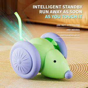 TEMU 자동 LED 꼬리 자동 이동 고양이 장난감, USB 충전식 전동 쥐 추적 장난감, 실내용 상호작용 운동 키튼 티저, 재미있는 사냥 본능 자극기 (1팩)