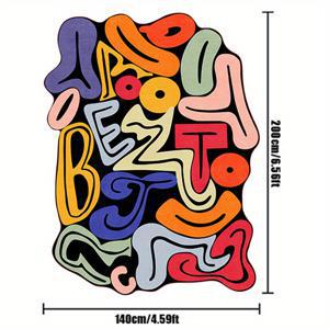 TEMU 8mm 두께의 부드러운 벨벳 컬러풀 레터 디자인 에어리어 매트 - 모양, 파란색, 녹색, 빨간색, 노란색 등 추상 패턴, 플러시 폴리에스터 혼방, 손세탁 전용 - 침실, 거실, 공부방 또는 옷장 장식에 완벽한 러그