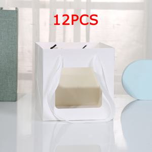 TEMU 12개 15x15x15cm 투명 창문이 있는 스퀘어 크래프트 종이 가방, 생일, 결혼식, 발렌타인데이, 부활절에 완벽 - 선물 및 작은 화분, 일상 사용 포장, 휴대용 가방, 꽃 종이 핸드백에 이상적