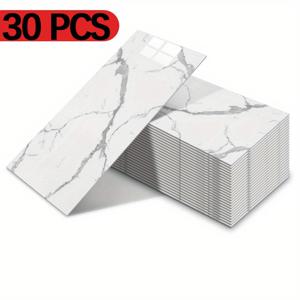 TEMU 30cm X 60cm 30pcs 자체 접착 마블 타일 스티커 - 두꺼운, 제거 가능한 자체 접착 비닐 스티커, 주방 및 욕실에 적합, 오일 방지, 가정 장식.