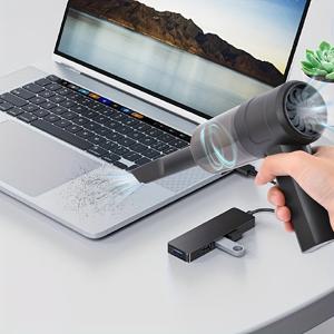 TEMU 2025 최신 USB-C 전원 휴대용 진공 청소기 - 미니 고출력 데스크탑 및 노트북 키보드 청소기, 자동차 시트, 소파, 바닥, 매트 및 테이블 먼지 제거를 위한 다중 브러시 헤드, 충전식 리튬 배터리, 3KPa 흡입력, 0.12Amps, 노트북 청소 액세서리 | 현대 진공 디자인 | 내구성 있는 진공 헤드, 가정용 진공 청소기