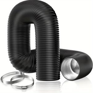 TEMU 지름 100mm 배기 파이프, 2.5m PVC 알루미늄 호스, 호스 클램프 2개 포함, 스테인리스 스틸, 모바일 에어컨, 건조기, 배기 팬, 추출 후드, 환풍 시스템