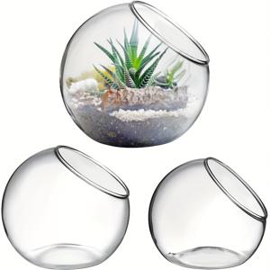 TEMU 3pcs 야드 유리 식물 테라리움 디스플레이 테라리움 컨테이너 수кул렌 공기 식물 플랜터 볼 바구니 유리 바구니 꽃 플랜터 투명 데스크탑 유리 플랜터 글로브 미크로란드