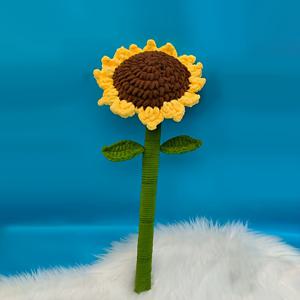 TEMU 핸드크래프트 크로셰 뜨개질 대형 부케 - 생동감 넘치는 레드 & 옐로우 와 그린 잎, 생일·어머니의 날·발렌타인데이·교사의 날 선물, 긍정과 용기를 상징하는 자동차 장식, 홈 데코