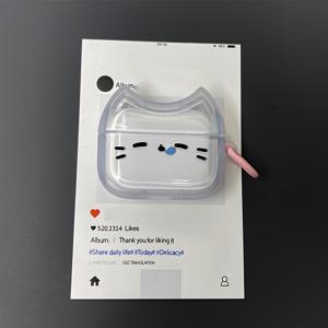 TEMU 1/2/3세대 에어팟 프로2용 귀여운 수면 고양이 케이스 - 키체인 포함 투명 보호 커버, 내구성 있는 PBT 소재, 부드러운 터치 완성, 긁힘 방지 및 충격 방지, 고양이 액세서리