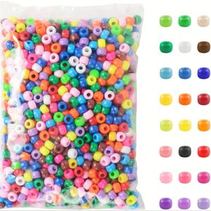 TEMU 1000개 포니 비즈 플라스틱 구슬, 컬러 DIY 공예용, 헤어 브레이딩, 캔디 주얼리, 키체인 및 장식품 만들기 24가지 색상