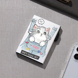 TEMU 귀여운 고양이 디자인의 RFID 차단 신용 카드 홀더 - 남성 및 여성용 슬림 자동 팝업 금속 지갑, 블랙 알루미늄 합금, 및 스마트 스타일, 완벽한 데이 선물