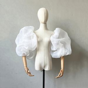 TEMU 블랙 앤 화이트 고급 웨딩 드레스 액세서리 대형 버블 슬리브 웨딩 사진 촬영용 신부 장식 소매 한 쌍